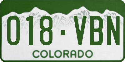 CO license plate 018VBN