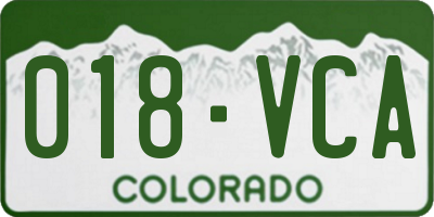 CO license plate 018VCA