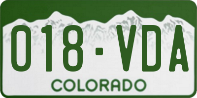 CO license plate 018VDA