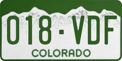 CO license plate 018VDF