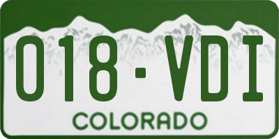 CO license plate 018VDI
