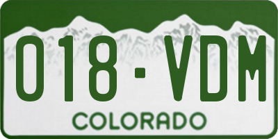 CO license plate 018VDM