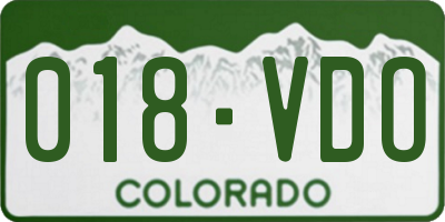 CO license plate 018VDO