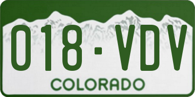 CO license plate 018VDV