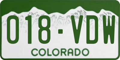 CO license plate 018VDW