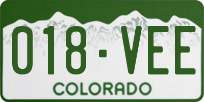 CO license plate 018VEE