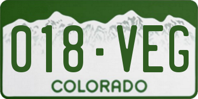 CO license plate 018VEG