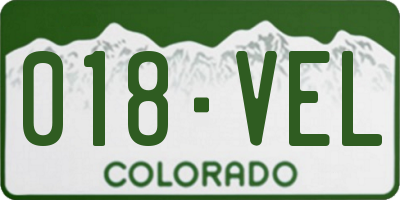 CO license plate 018VEL