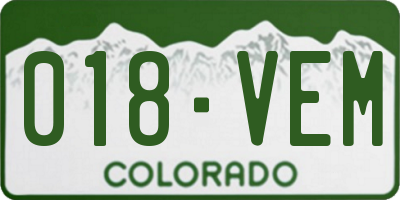 CO license plate 018VEM