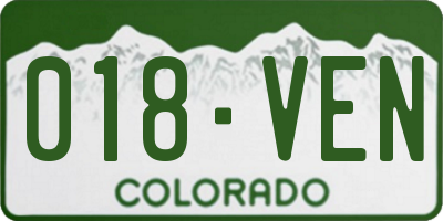 CO license plate 018VEN