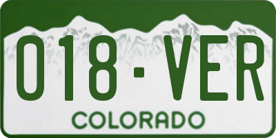 CO license plate 018VER