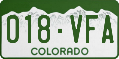 CO license plate 018VFA
