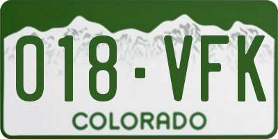 CO license plate 018VFK
