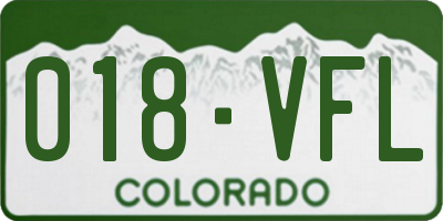 CO license plate 018VFL