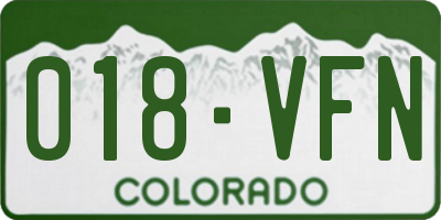 CO license plate 018VFN
