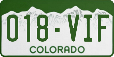 CO license plate 018VIF