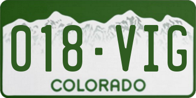 CO license plate 018VIG