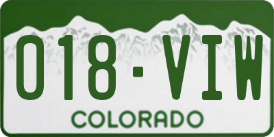 CO license plate 018VIW