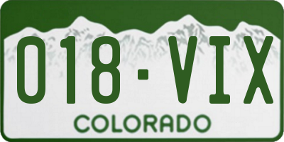 CO license plate 018VIX