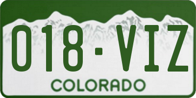 CO license plate 018VIZ