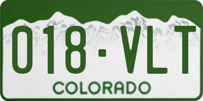 CO license plate 018VLT