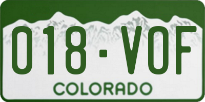 CO license plate 018VOF