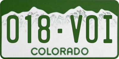 CO license plate 018VOI