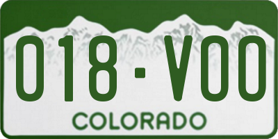 CO license plate 018VOO