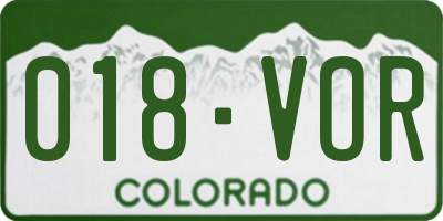 CO license plate 018VOR