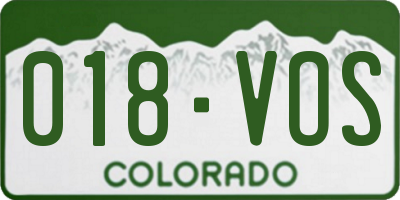 CO license plate 018VOS