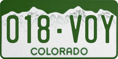 CO license plate 018VOY