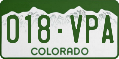 CO license plate 018VPA
