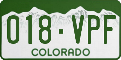 CO license plate 018VPF