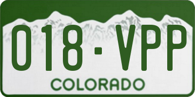 CO license plate 018VPP