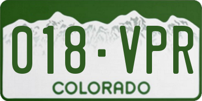 CO license plate 018VPR