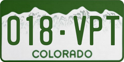 CO license plate 018VPT