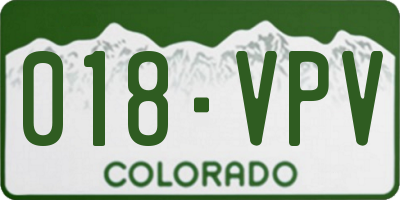 CO license plate 018VPV