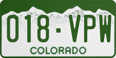 CO license plate 018VPW