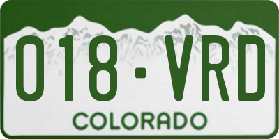 CO license plate 018VRD