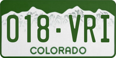 CO license plate 018VRI