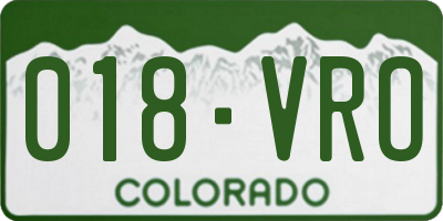 CO license plate 018VRO
