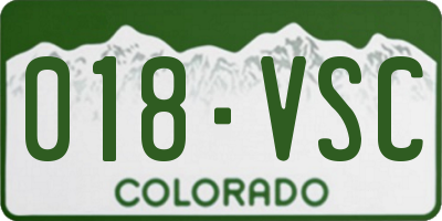 CO license plate 018VSC