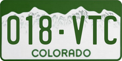 CO license plate 018VTC