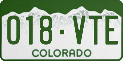 CO license plate 018VTE