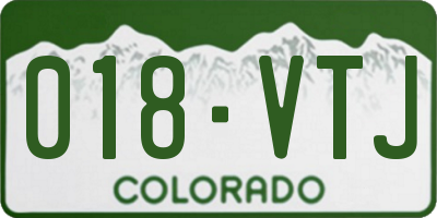 CO license plate 018VTJ