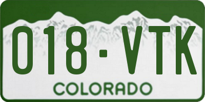 CO license plate 018VTK