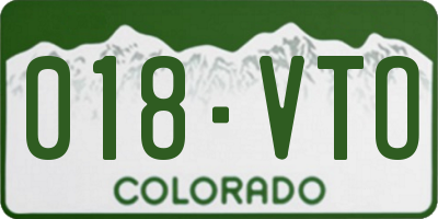 CO license plate 018VTO