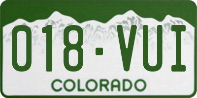 CO license plate 018VUI