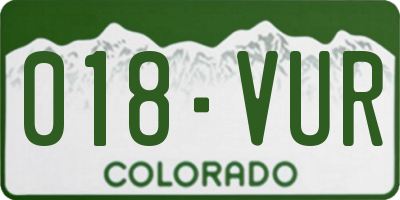 CO license plate 018VUR