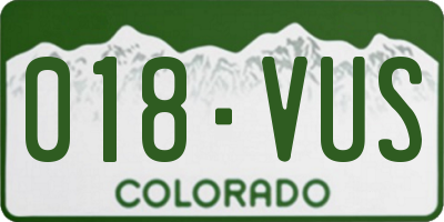 CO license plate 018VUS